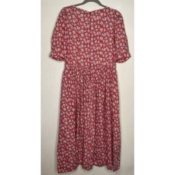 VTG Laura Ashley Cottagecore Floral Puff Sleeve Prairie Maxi Dress Women Size 14 - Picture 9 of 10
